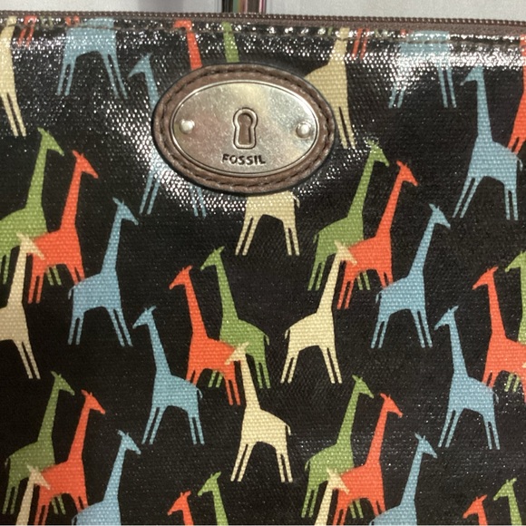Fossil Giraffe “Key-Per” Coated PVC With Leather Trim Clutch Tablet Bag - Picture 2 of 9